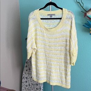 Chic Yellow and White Striped Women's Top
